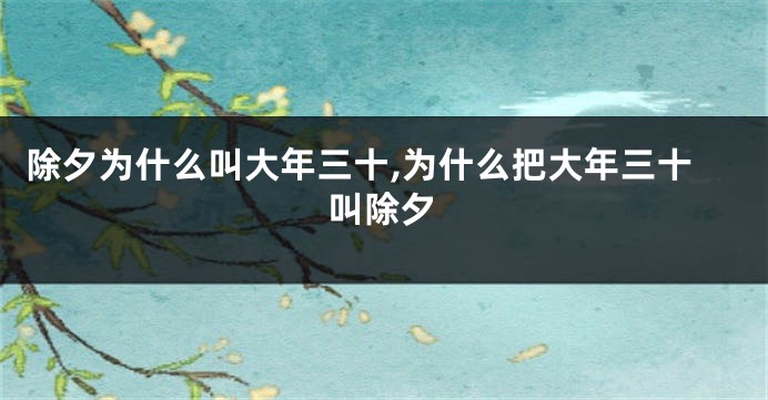 除夕为什么叫大年三十,为什么把大年三十叫除夕