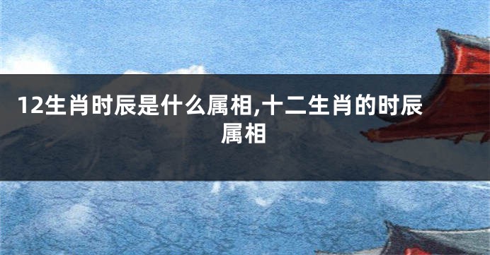 12生肖时辰是什么属相,十二生肖的时辰属相