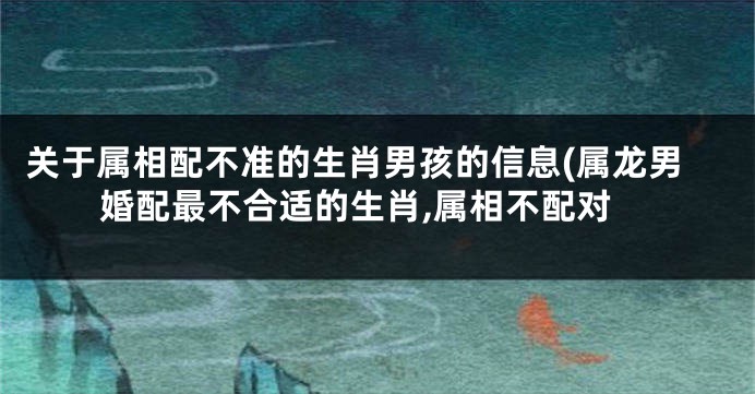 关于属相配不准的生肖男孩的信息(属龙男婚配最不合适的生肖,属相不配对