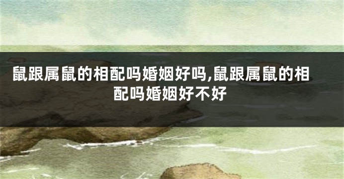 鼠跟属鼠的相配吗婚姻好吗,鼠跟属鼠的相配吗婚姻好不好