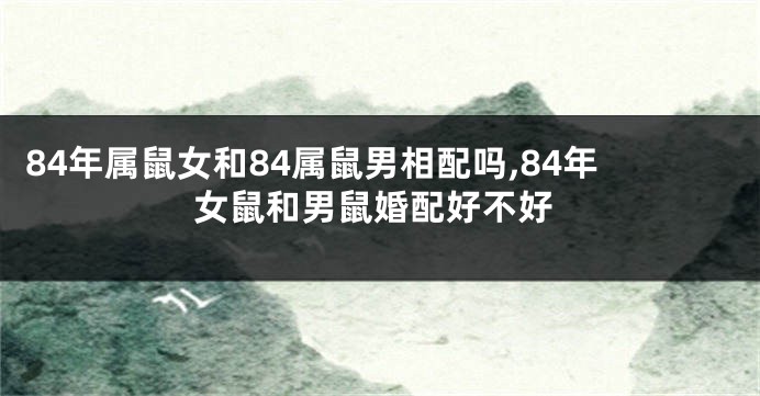 84年属鼠女和84属鼠男相配吗,84年女鼠和男鼠婚配好不好