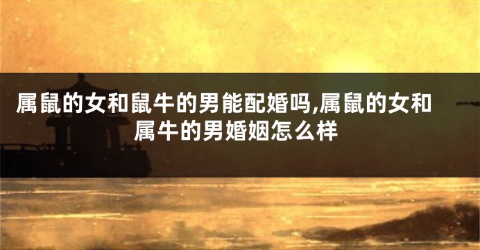 属鼠的女和鼠牛的男能配婚吗,属鼠的女和属牛的男婚姻怎么样