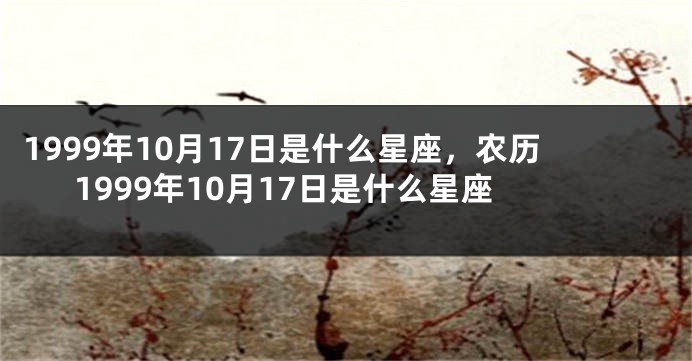 1999年10月17日是什么星座，农历1999年10月17日是什么星座
