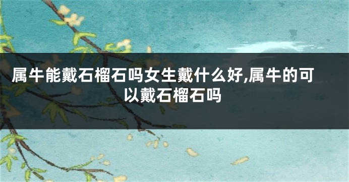 属牛能戴石榴石吗女生戴什么好,属牛的可以戴石榴石吗
