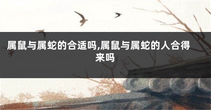 属鼠与属蛇的合适吗,属鼠与属蛇的人合得来吗