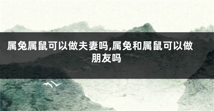属兔属鼠可以做夫妻吗,属兔和属鼠可以做朋友吗