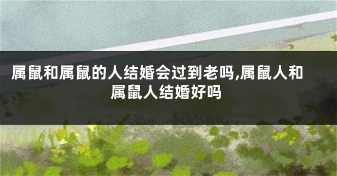 属鼠和属鼠的人结婚会过到老吗,属鼠人和属鼠人结婚好吗