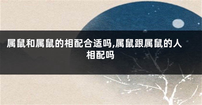 属鼠和属鼠的相配合适吗,属鼠跟属鼠的人相配吗