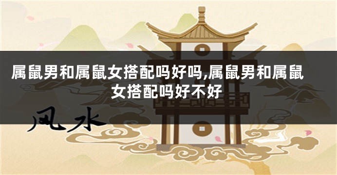 属鼠男和属鼠女搭配吗好吗,属鼠男和属鼠女搭配吗好不好