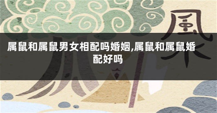 属鼠和属鼠男女相配吗婚姻,属鼠和属鼠婚配好吗