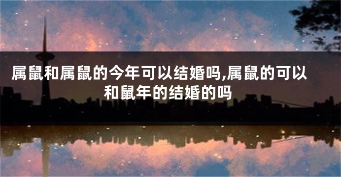 属鼠和属鼠的今年可以结婚吗,属鼠的可以和鼠年的结婚的吗