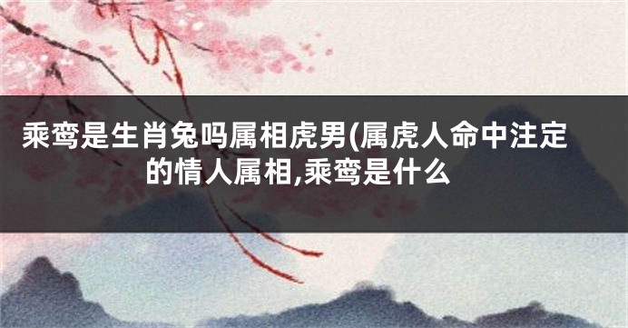 乘鸾是生肖兔吗属相虎男(属虎人命中注定的情人属相,乘鸾是什么