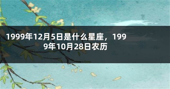 1999年12月5日是什么星座，1999年10月28日农历