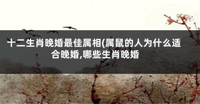 十二生肖晚婚最佳属相(属鼠的人为什么适合晚婚,哪些生肖晚婚