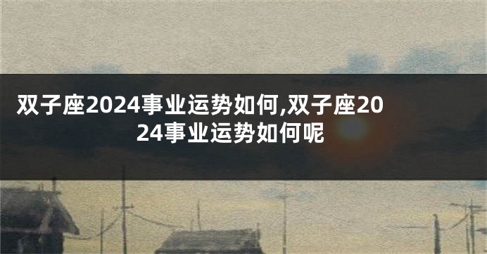 双子座2024事业运势如何,双子座2024事业运势如何呢
