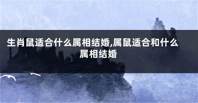 生肖鼠适合什么属相结婚,属鼠适合和什么属相结婚