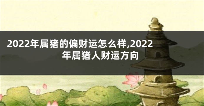 2022年属猪的偏财运怎么样,2022年属猪人财运方向
