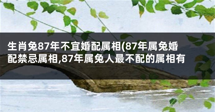 生肖兔87年不宜婚配属相(87年属兔婚配禁忌属相,87年属兔人最不配的属相有