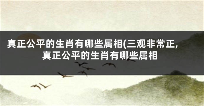 真正公平的生肖有哪些属相(三观非常正,真正公平的生肖有哪些属相