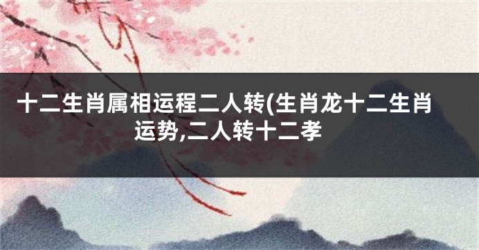 十二生肖属相运程二人转(生肖龙十二生肖运势,二人转十二孝