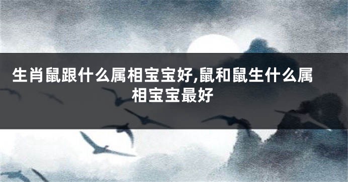 生肖鼠跟什么属相宝宝好,鼠和鼠生什么属相宝宝最好