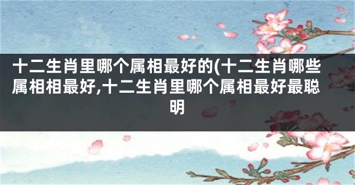 十二生肖里哪个属相最好的(十二生肖哪些属相相最好,十二生肖里哪个属相最好最聪明