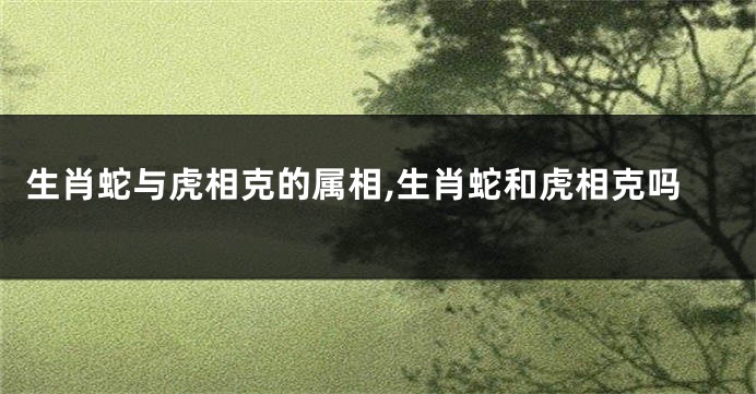 生肖蛇与虎相克的属相,生肖蛇和虎相克吗