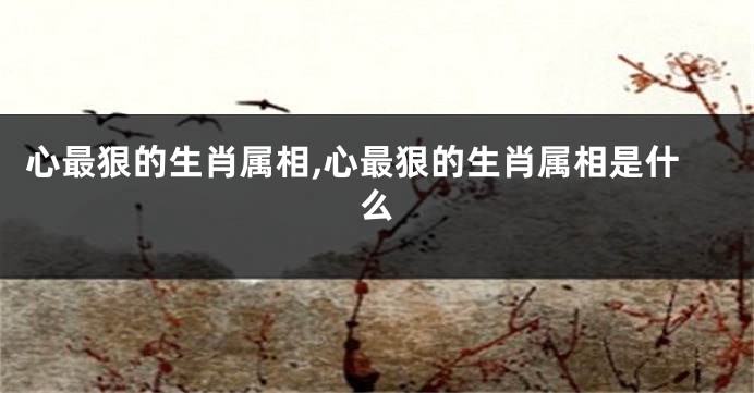 心最狠的生肖属相,心最狠的生肖属相是什么
