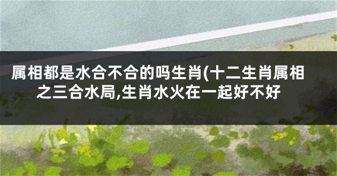 属相都是水合不合的吗生肖(十二生肖属相之三合水局,生肖水火在一起好不好