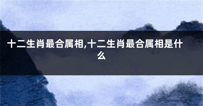 十二生肖最合属相,十二生肖最合属相是什么