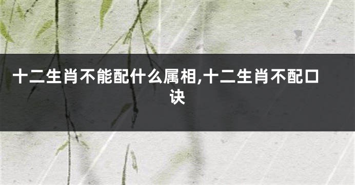 十二生肖不能配什么属相,十二生肖不配口诀