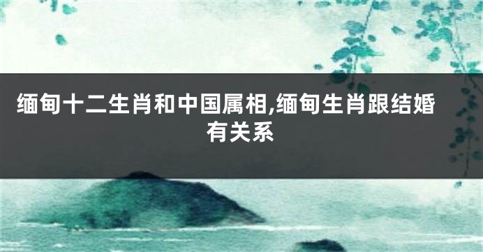 缅甸十二生肖和中国属相,缅甸生肖跟结婚有关系