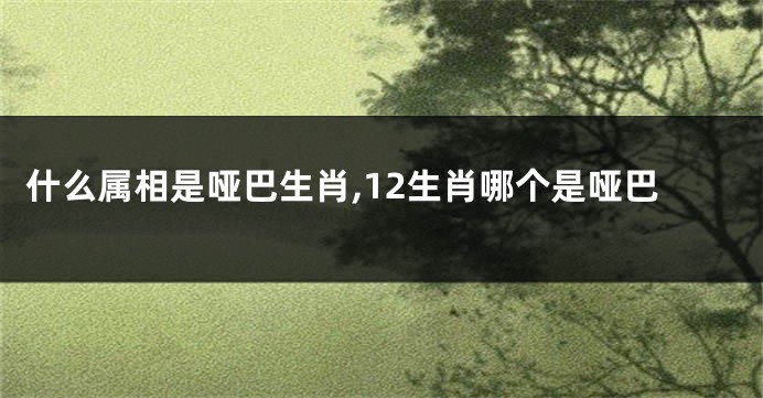 什么属相是哑巴生肖,12生肖哪个是哑巴