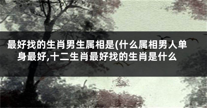 最好找的生肖男生属相是(什么属相男人单身最好,十二生肖最好找的生肖是什么