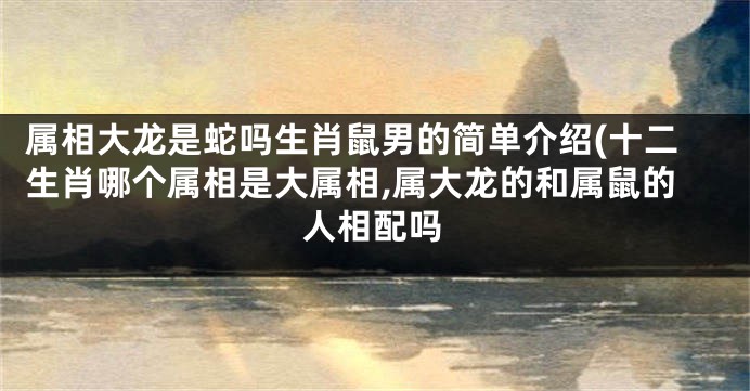 属相大龙是蛇吗生肖鼠男的简单介绍(十二生肖哪个属相是大属相,属大龙的和属鼠的人相配吗