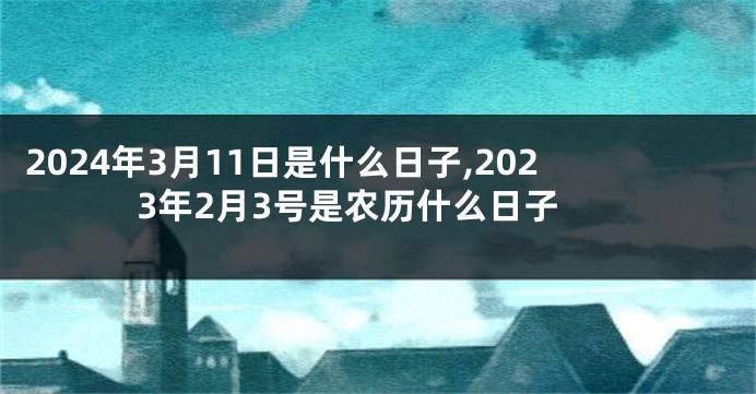 2024年3月11日是什么日子,2023年2月3号是农历什么日子