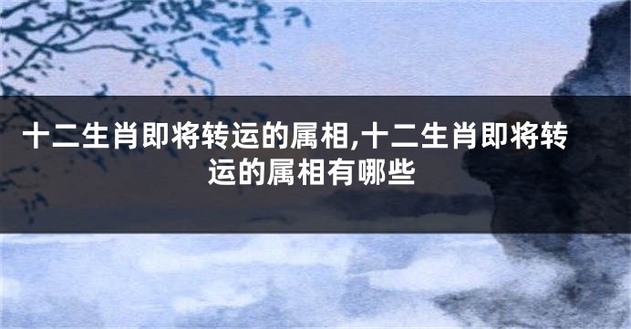 十二生肖即将转运的属相,十二生肖即将转运的属相有哪些