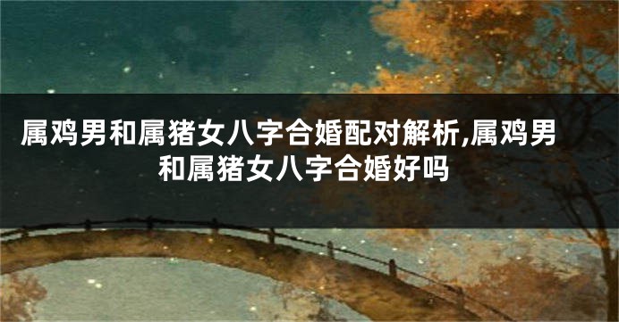 属鸡男和属猪女八字合婚配对解析,属鸡男和属猪女八字合婚好吗