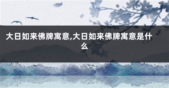 大日如来佛牌寓意,大日如来佛牌寓意是什么