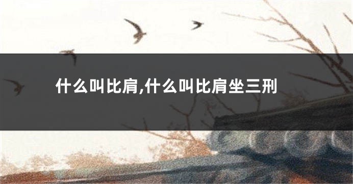 什么叫比肩,什么叫比肩坐三刑