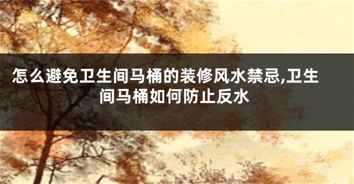 怎么避免卫生间马桶的装修风水禁忌,卫生间马桶如何防止反水