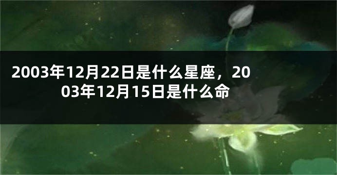 2003年12月22日是什么星座，2003年12月15日是什么命