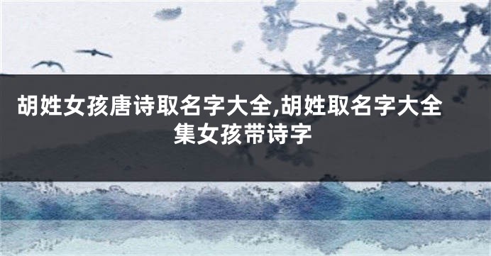 胡姓女孩唐诗取名字大全,胡姓取名字大全集女孩带诗字