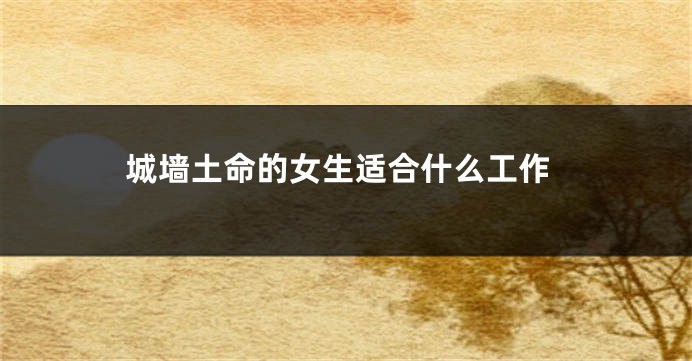 城墙土命的女生适合什么工作