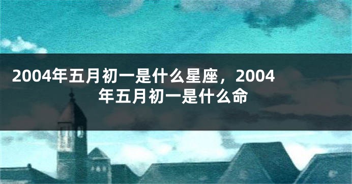 2004年五月初一是什么星座，2004年五月初一是什么命