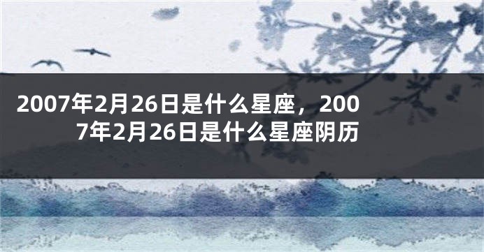 2007年2月26日是什么星座，2007年2月26日是什么星座阴历