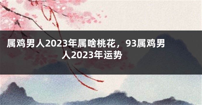 属鸡男人2023年属啥桃花，93属鸡男人2023年运势