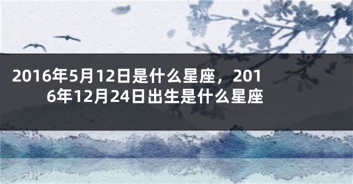 2016年5月12日是什么星座，2016年12月24日出生是什么星座