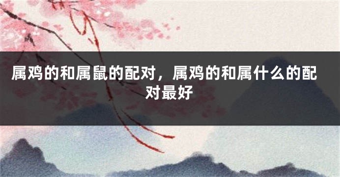属鸡的和属鼠的配对，属鸡的和属什么的配对最好