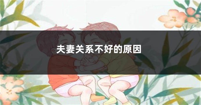 夫妻关系不好的原因